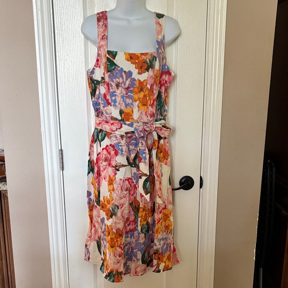 London‎ Times Women's Sleeveless Fit Flare Floral Multicolor Midi Dress Size 14